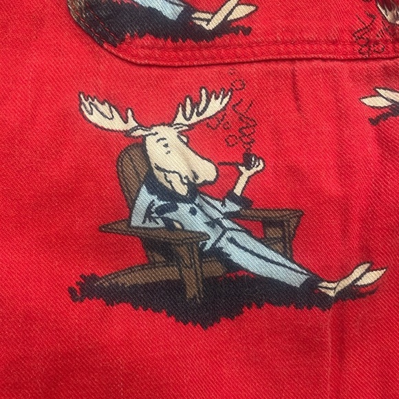 Vintage Y2K Abercrombie Smoking Moose Cropped PJ Pants - Picture 2 of 4